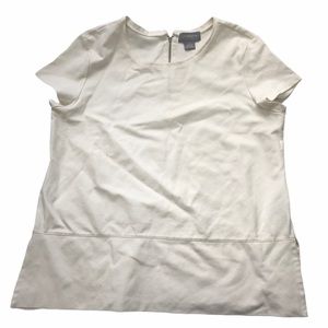 Liz Claiborne Women's Large Cream Short Sleeved Peblum Hem Top Blouse